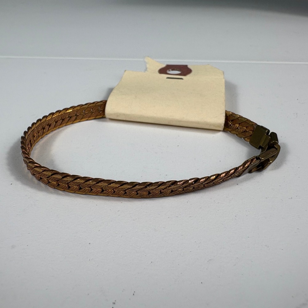 Vintage‎ Gold Tone Herringbone Chain Bracelet Braided Link Minimalist